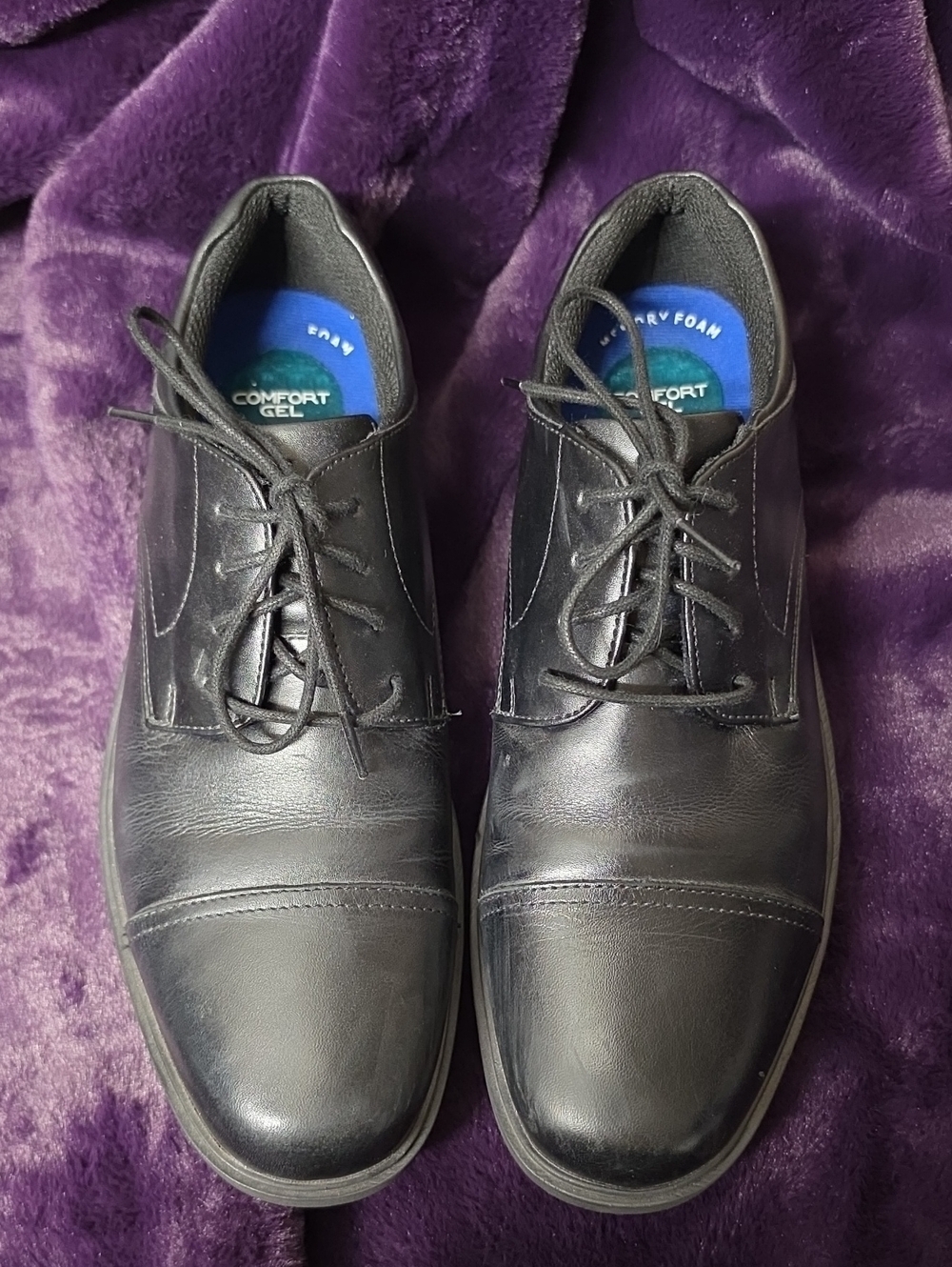Nunn Bush Black Leather Cap-Toe Lace-Up Oxfords Sz 8.5